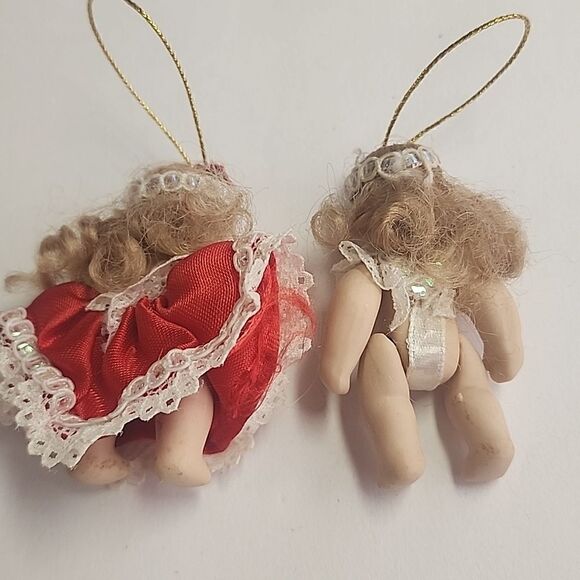 Vintage Porcelain Doll Ornaments Birthstone Red Purple - Picture 4 of 4